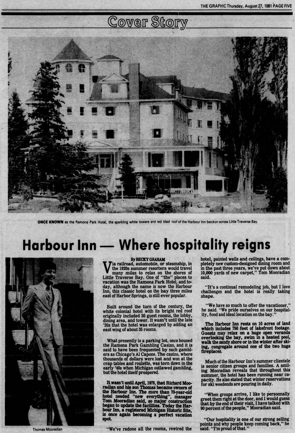 Harbour Inn (Harbor Inn, Ramona Park Hotel) - Aug 27 1981 Article (newer photo)